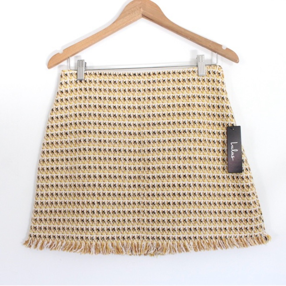 Lulus Boss Girl Yellow Tweed Mini Skirt